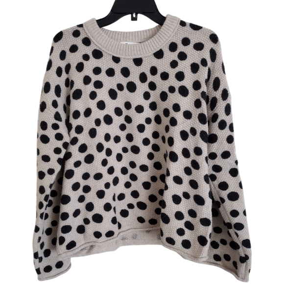 Madewell Sweaters - Madewell Cream and Black Polka Dot Sweater